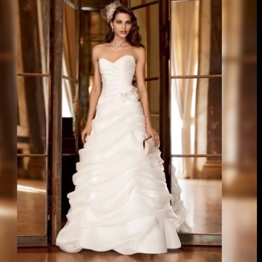 GALINA SIGNATURE Organza Strapless Wedding Dress SZ 2 SWG339